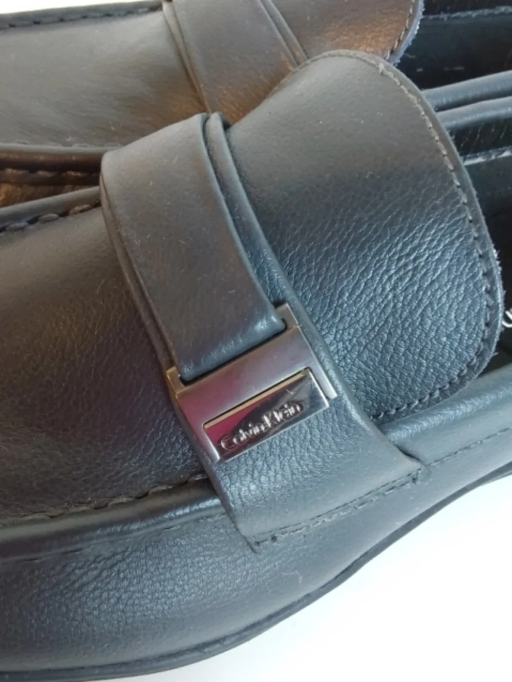 Calvin Klein| Men's Black Leather Quinlan Driving Loafers Mocs Luxe Sz.9.5